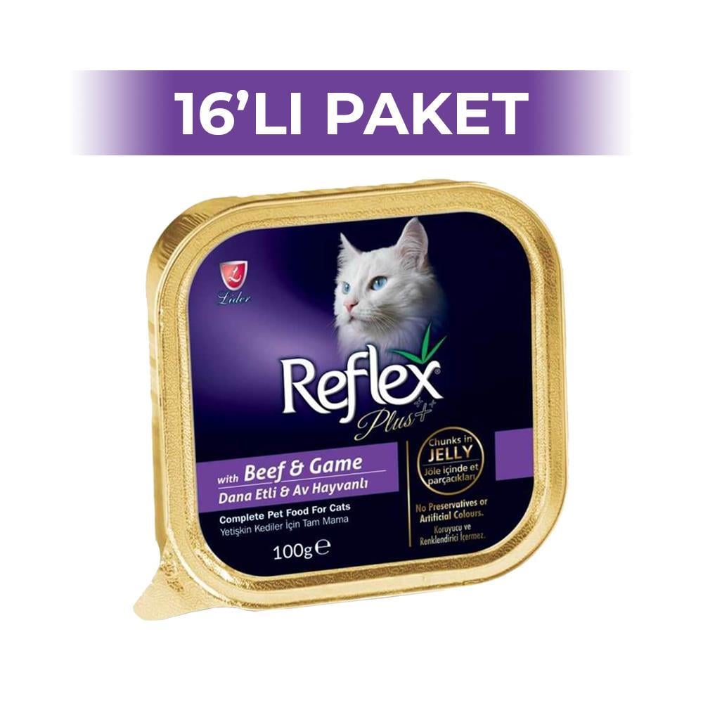 Reflex Plus Dana Eti Av Hayvanlı Kedi Konservesi 100 gr 16 AdetReflex Plus