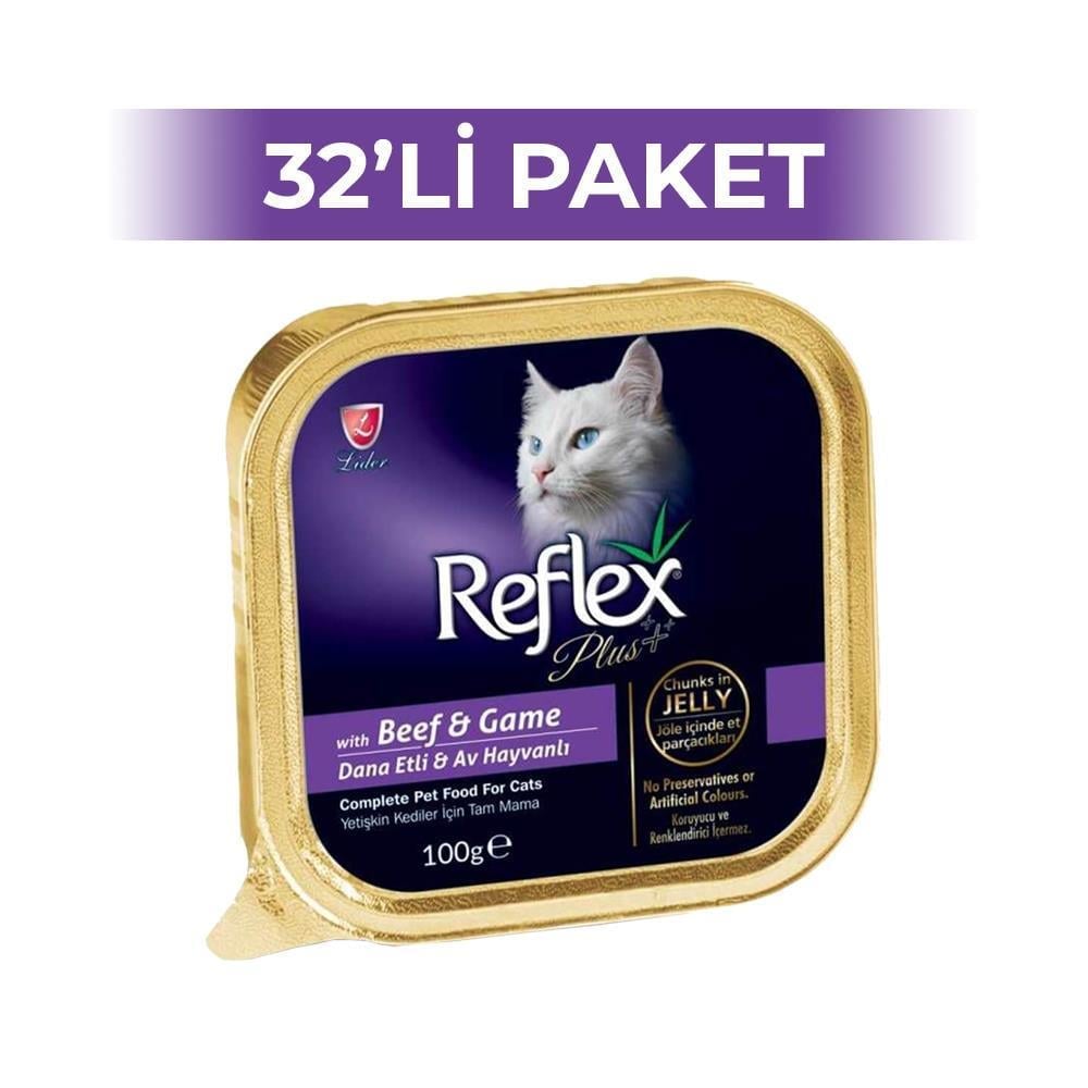 Reflex Plus Dana Eti Av Hayvanlı Kedi Konservesi 100 gr 32 AdetReflex Plus