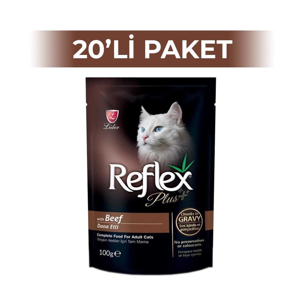 Reflex Plus Gravy Biftekli Soslu Kedi Konservesi 100 gr 20 AdetReflex Plus