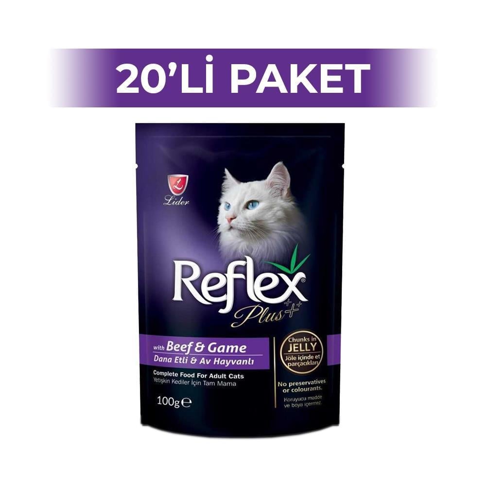 Reflex Plus Gravy Dana ve Av Hayvanlı Kedi Konservesi 100 gr  20 AdetReflex Plus