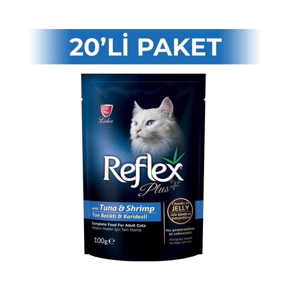 Reflex Plus Gravy Ton Balıklı ve Karidesli Kedi Konservesi 100 gr 20 AdetReflex Plus