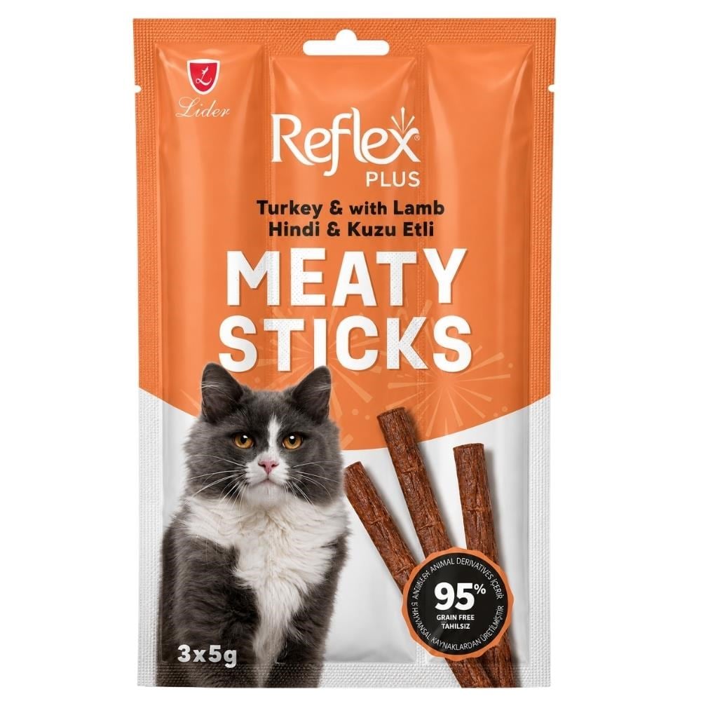 Reflex Plus Hindili ve Kuzu Etli Tahılsız Kedi Ödül Çubuğu 15 gr 3'lüReflex Plus