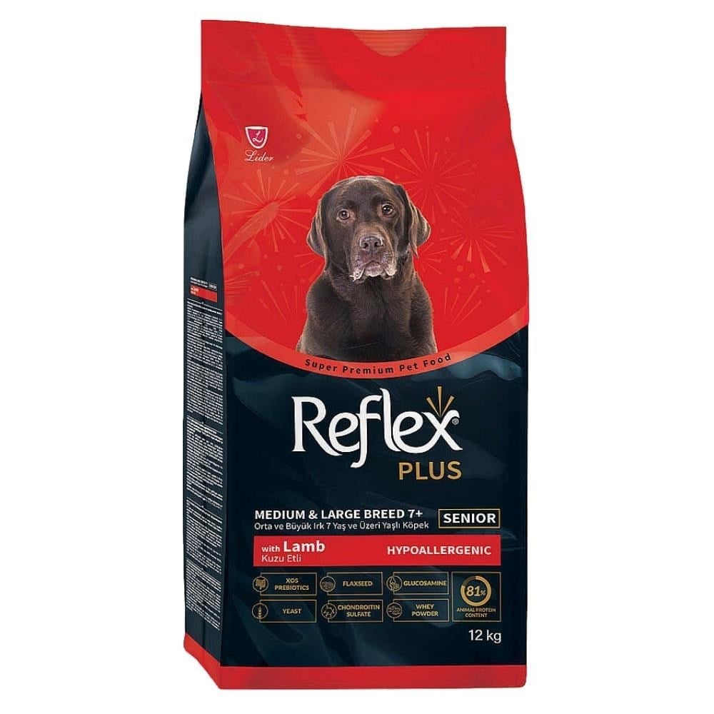 Reflex Plus Hipoalerjenik Orta ve Büyük Irk +7 Kuzu Etli Yaşlı Köpek Maması 12 kgReflex Plus
