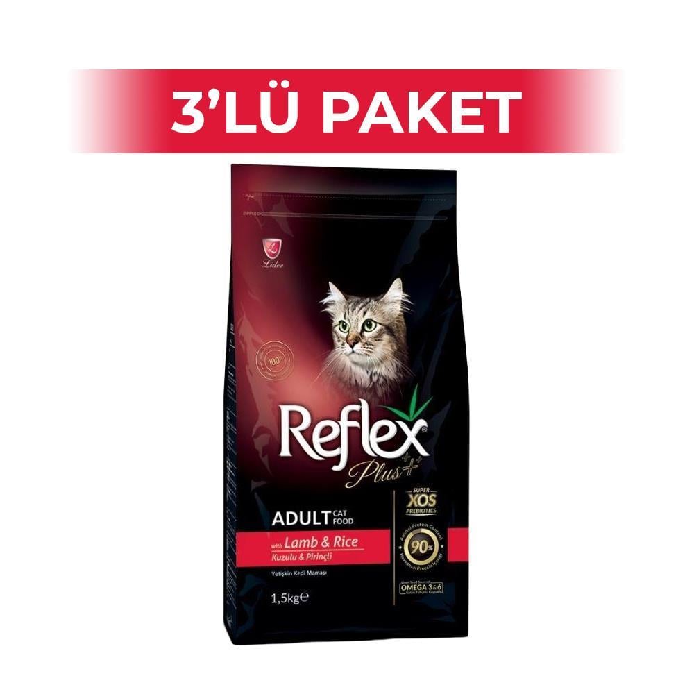 Reflex Plus Kuzu Etli ve Pirinçli Yetişkin Kedi Maması 1,5 kg 3 AdetReflex Plus