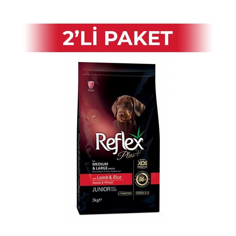 Reflex Plus Kuzulu Pirinçli Büyük Irk Yavru Köpek Maması 3 kg 2 AdetReflex Plus