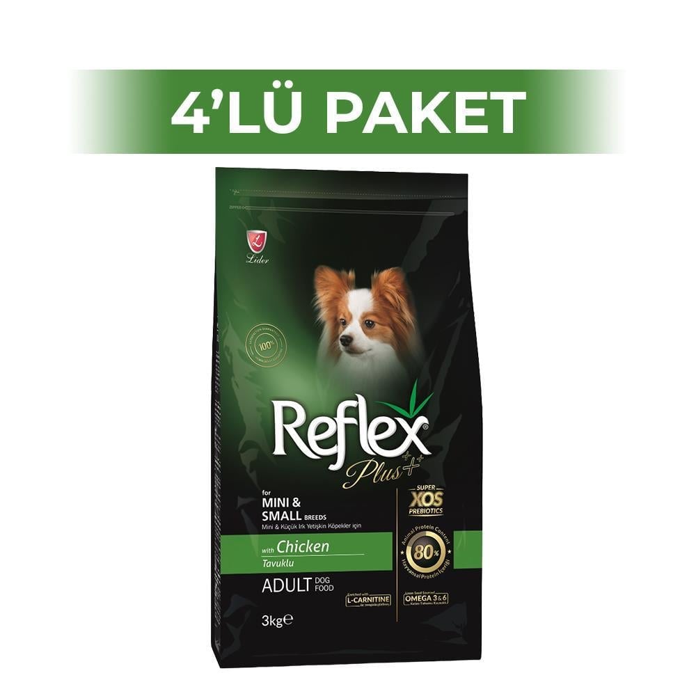 Reflex Plus Mini ve Küçük Irk Tavuklu Yetişkin Köpek Maması 3 kg 4 AdetReflex Plus