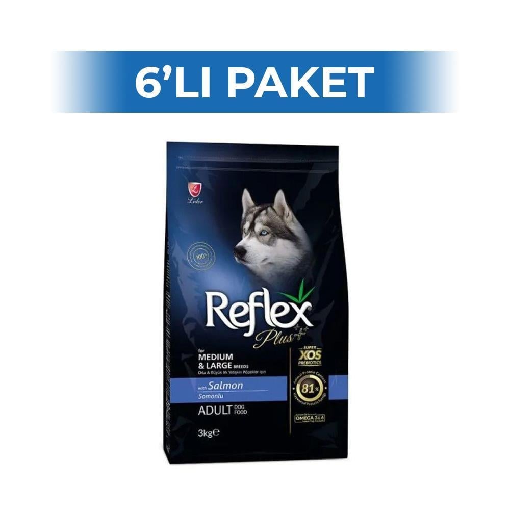 Reflex Plus Orta ve Büyük Irk Somonlu Yetişkin Köpek Maması 3 kg 6 AdetReflex Plus