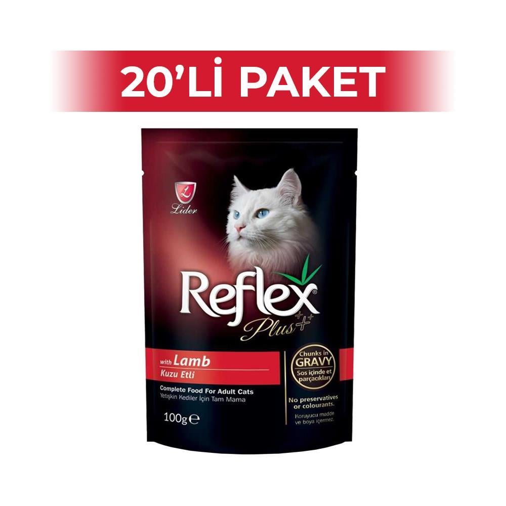 Reflex Plus Pouch Kuzu Etli Kedi Konservesi 100 gr 20 AdetReflex Plus