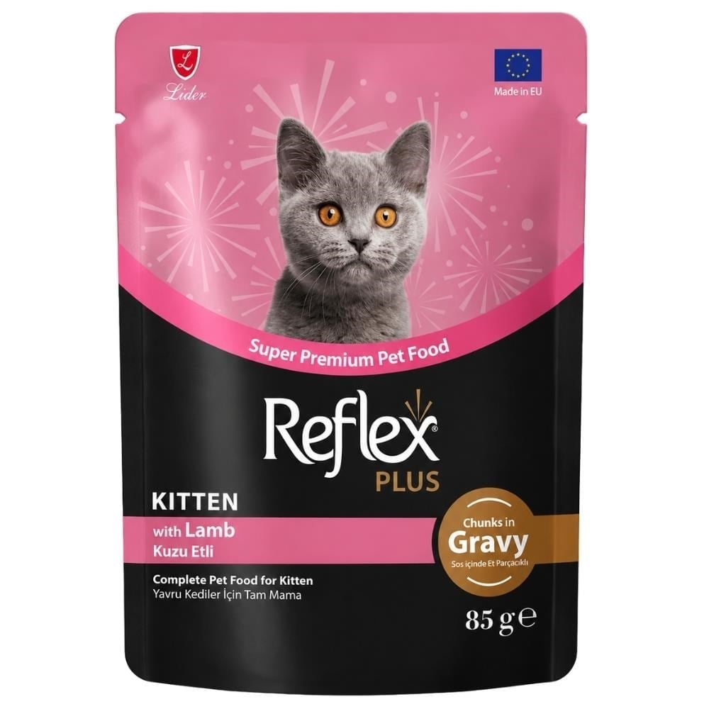 Reflex Plus Sos İçinde Parça Kuzu Etli Yavru Kedi Yaş Maması 85 grReflex Plus