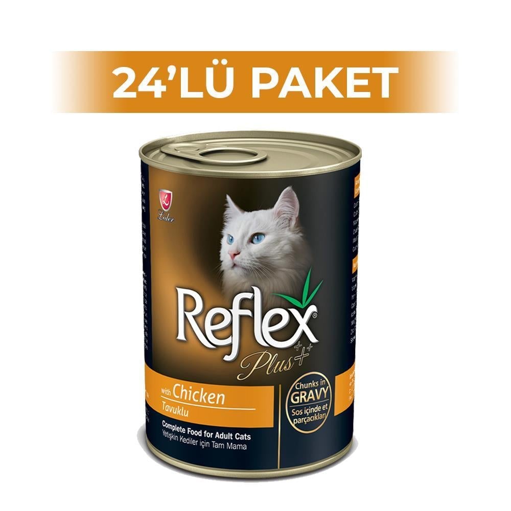 Reflex Plus Tavuklu Parça Etli Soslu Kedi Konservesi 400 gr x 24 AdetReflex