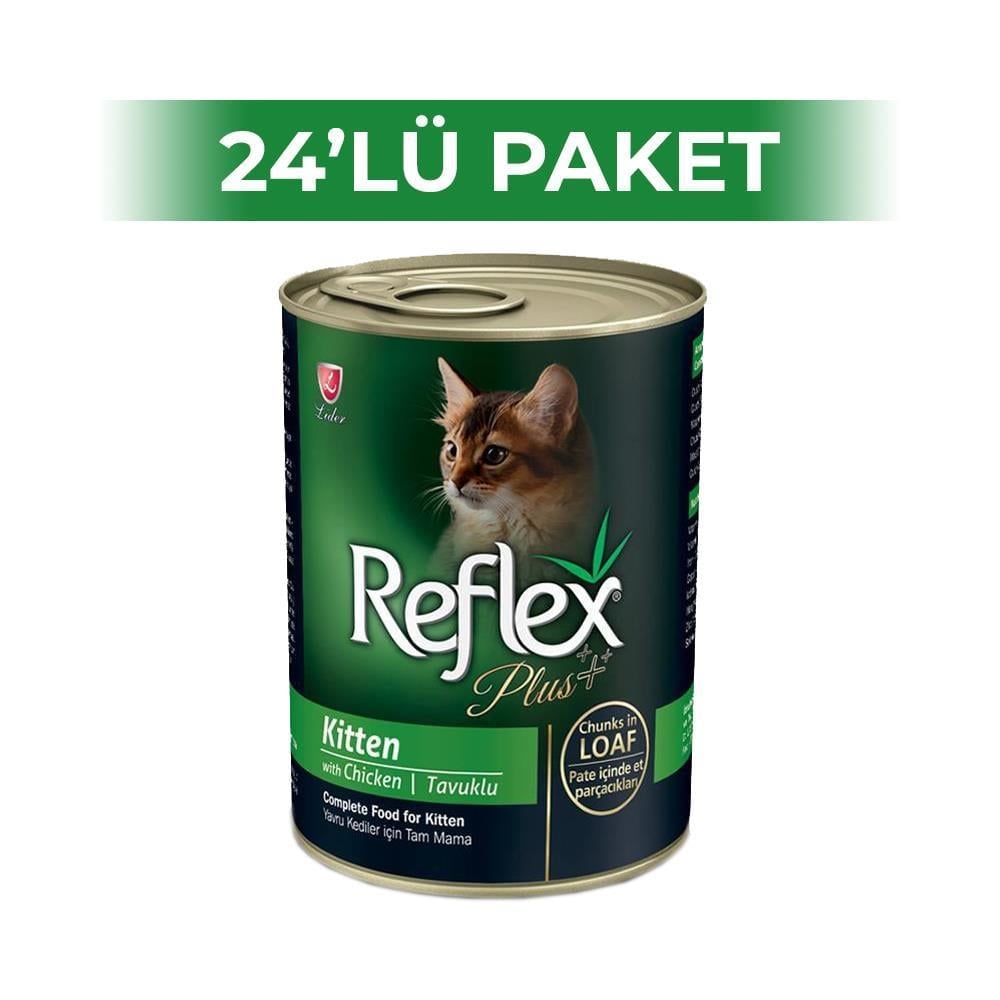 Reflex Plus Tavuklu Yavru Kedi Konserve Pate İçinde Et Parçacıklı 400 gr x 24 AdetReflex