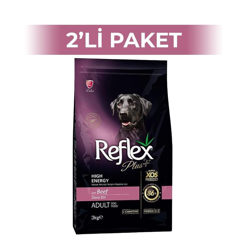 Reflex Plus Yüksek Enerjili Biftekli Yetişkin Köpek Maması 3 kg 2 AdetReflex Plus