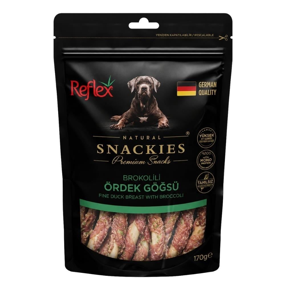 Reflex Snackies Natural Brokolili Ördek Göğsü Tahılsız Köpek Ödül Maması 170 grReflex