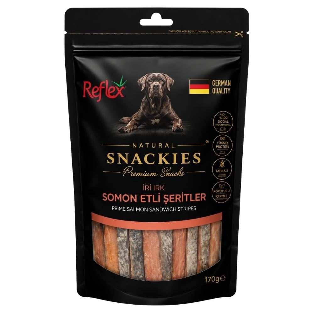 Reflex Snackies Natural Füme Somon Etli Şerit Köpek Ödül Maması 170 grReflex