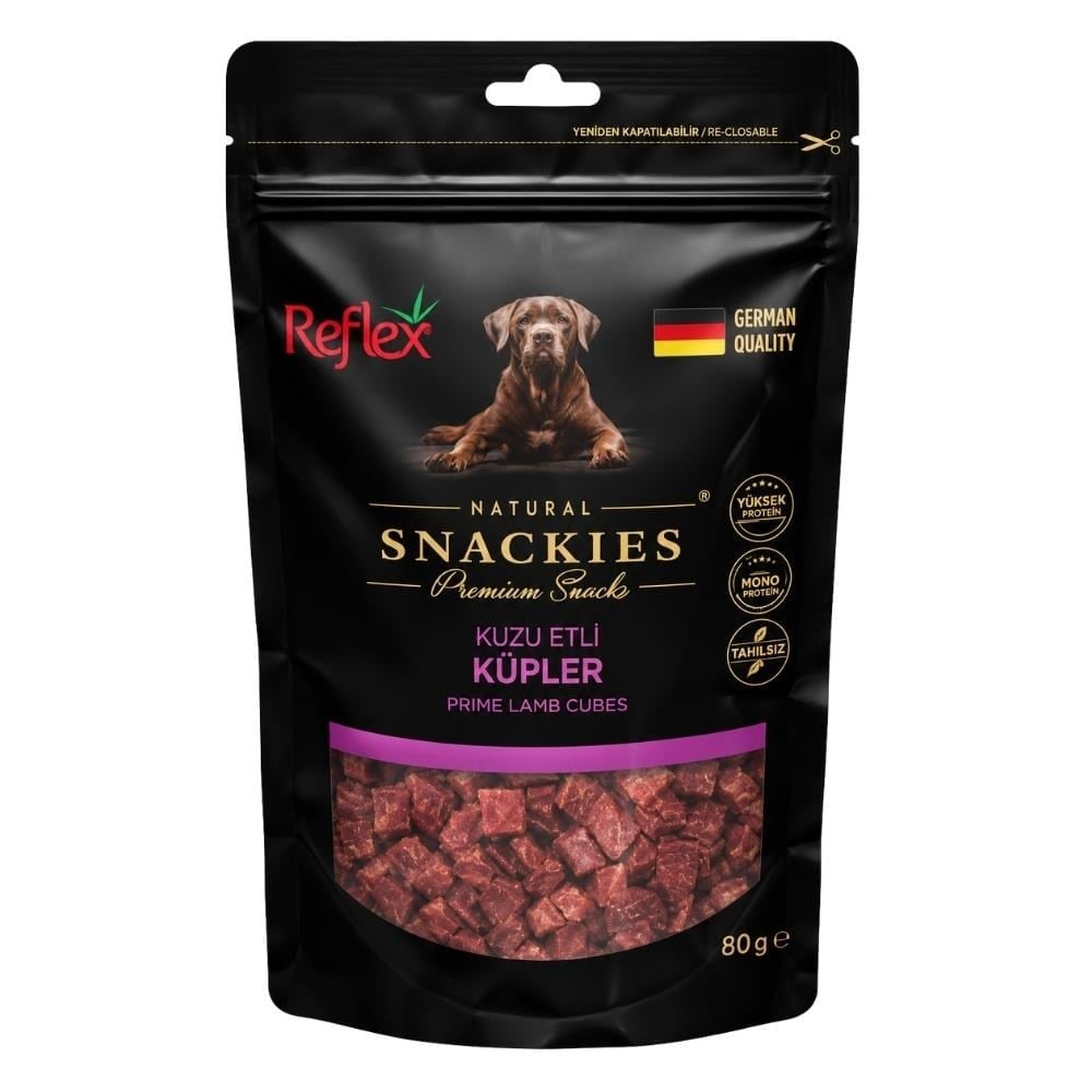 Reflex Snackies Natural Kuzu Etli Küp Tahılsız Köpek Ödül Maması 80 grReflex