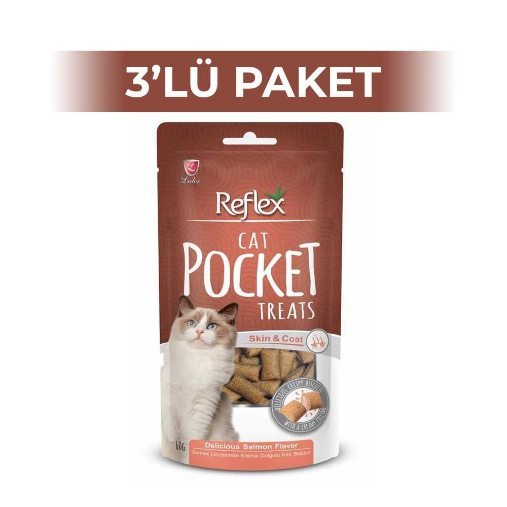 Reflex Somonlu Krema Dolgulu Kıtır Bisküvi Kedi Ödülü 60 gr 3 AdetReflex