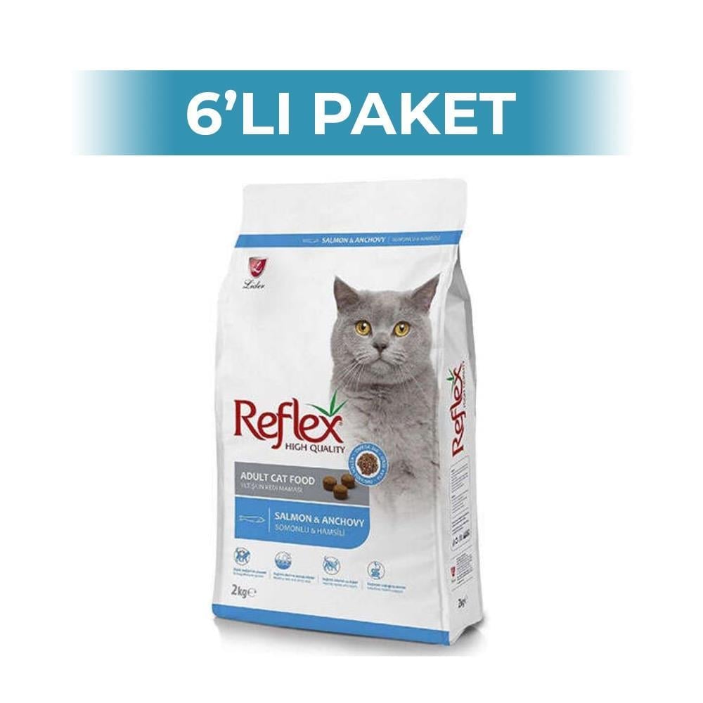 Reflex Somonlu ve Hamsili Yetişkin Kedi Maması 2 kg 6 AdetReflex Plus