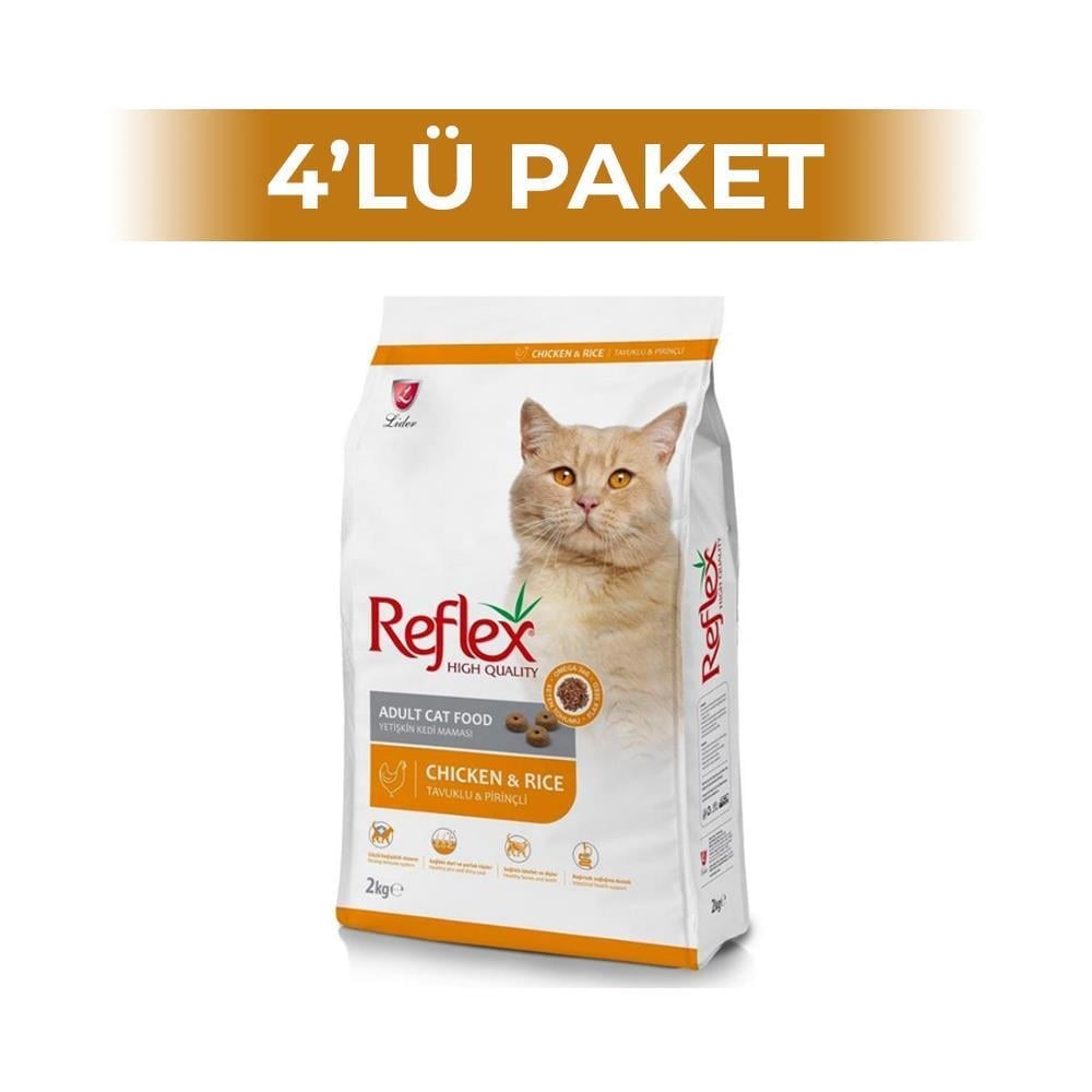 Reflex Tavuklu ve Pirinçli Yetişkin Kedi Maması 2 kg 4 AdetReflex Plus