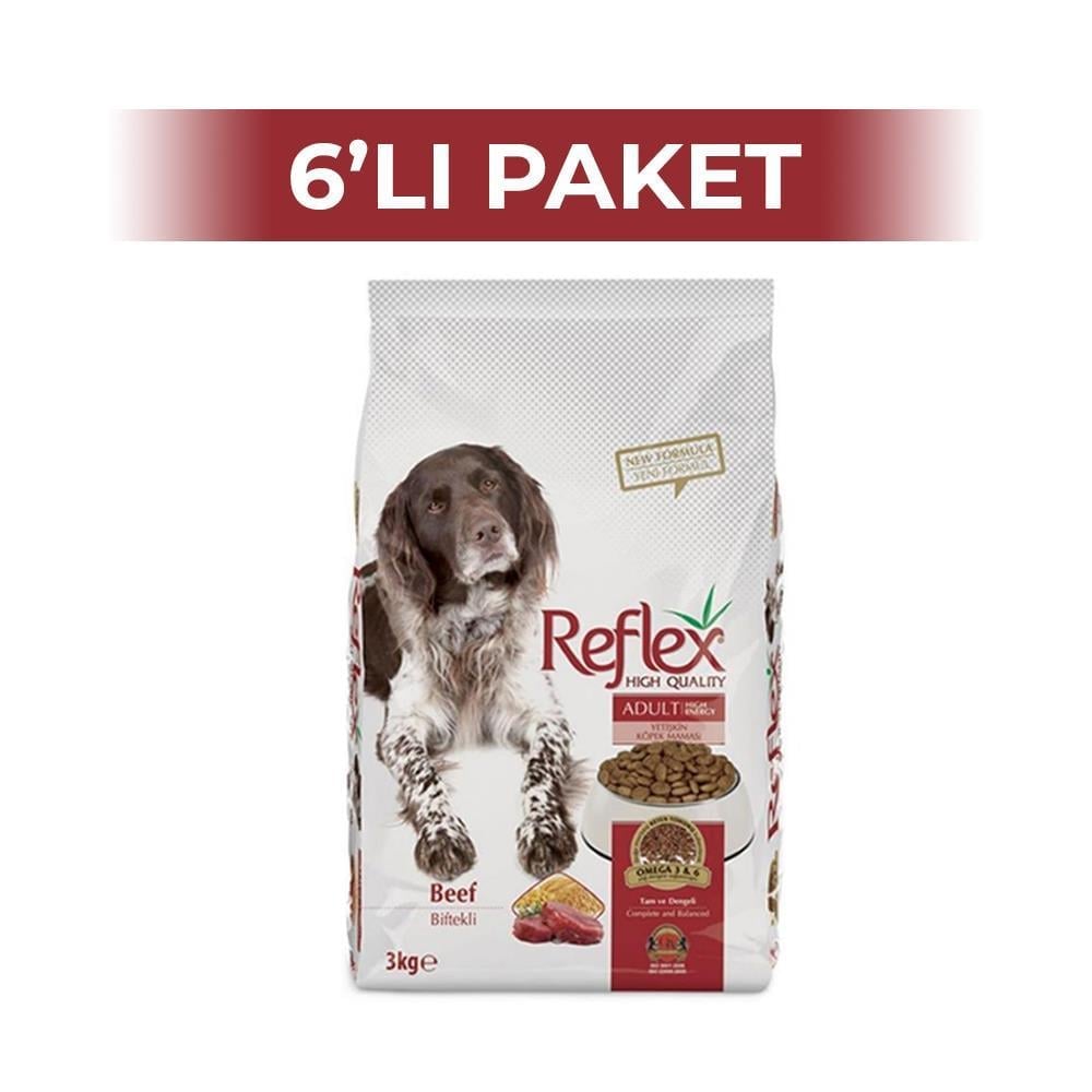 Reflex Yüksek Enerjili Biftekli Yetişkin Köpek Maması 3 kg 6 AdetReflex