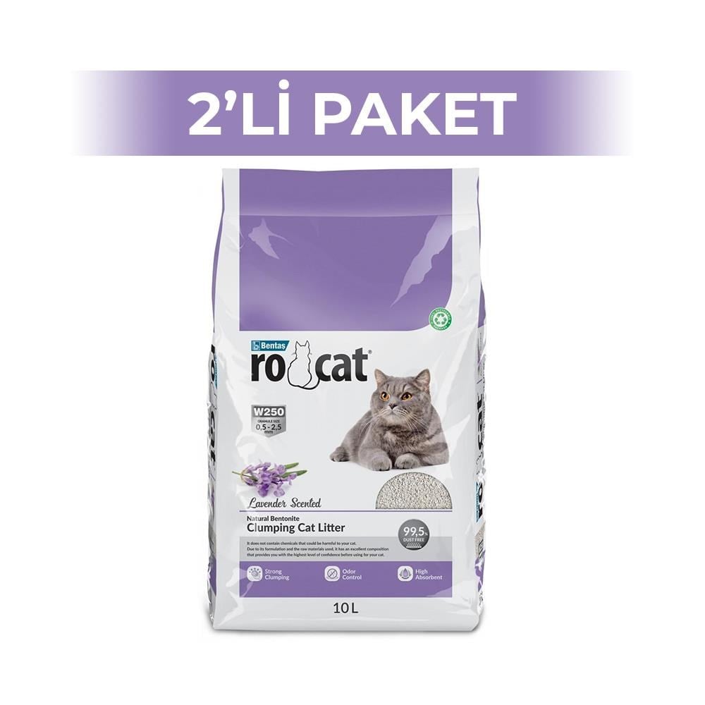 RoCat Lavanta Kokulu Bentonit Kedi Kumu 10 lt 2 AdetRoCat