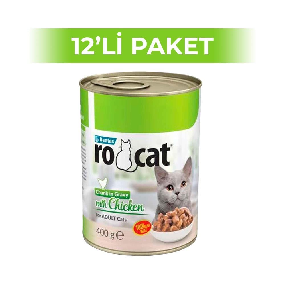 RoCat Tavuklu Yetişkin Kedi Konservesi 400 gr 12 AdetRoCat