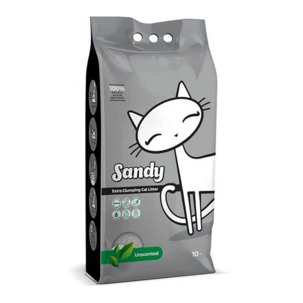 Sandy Sodyum Bentonit Ultra Topaklaşan Kokusuz Doğal Kedi Kumu 10 kgSandy