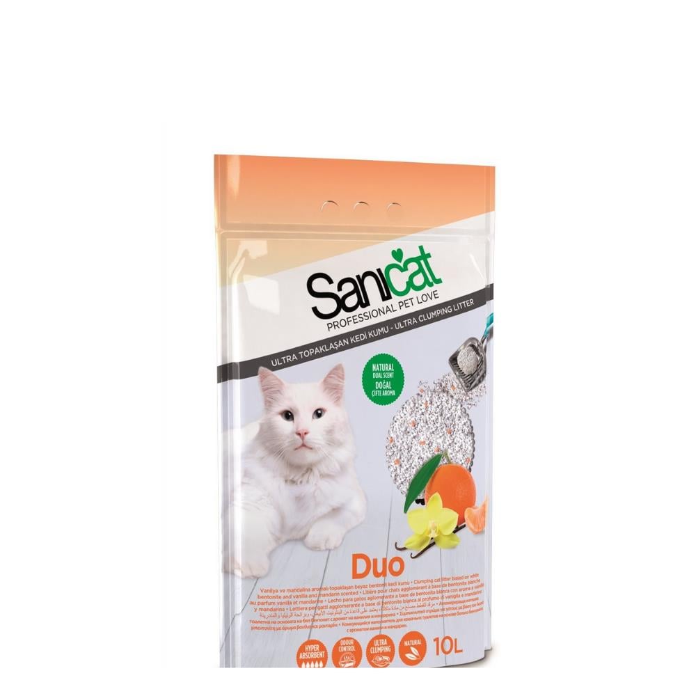 Sanicat Portakallı Bentonit Topaklaşan İnce Taneli Kedi Kumu 10 ltSanicat