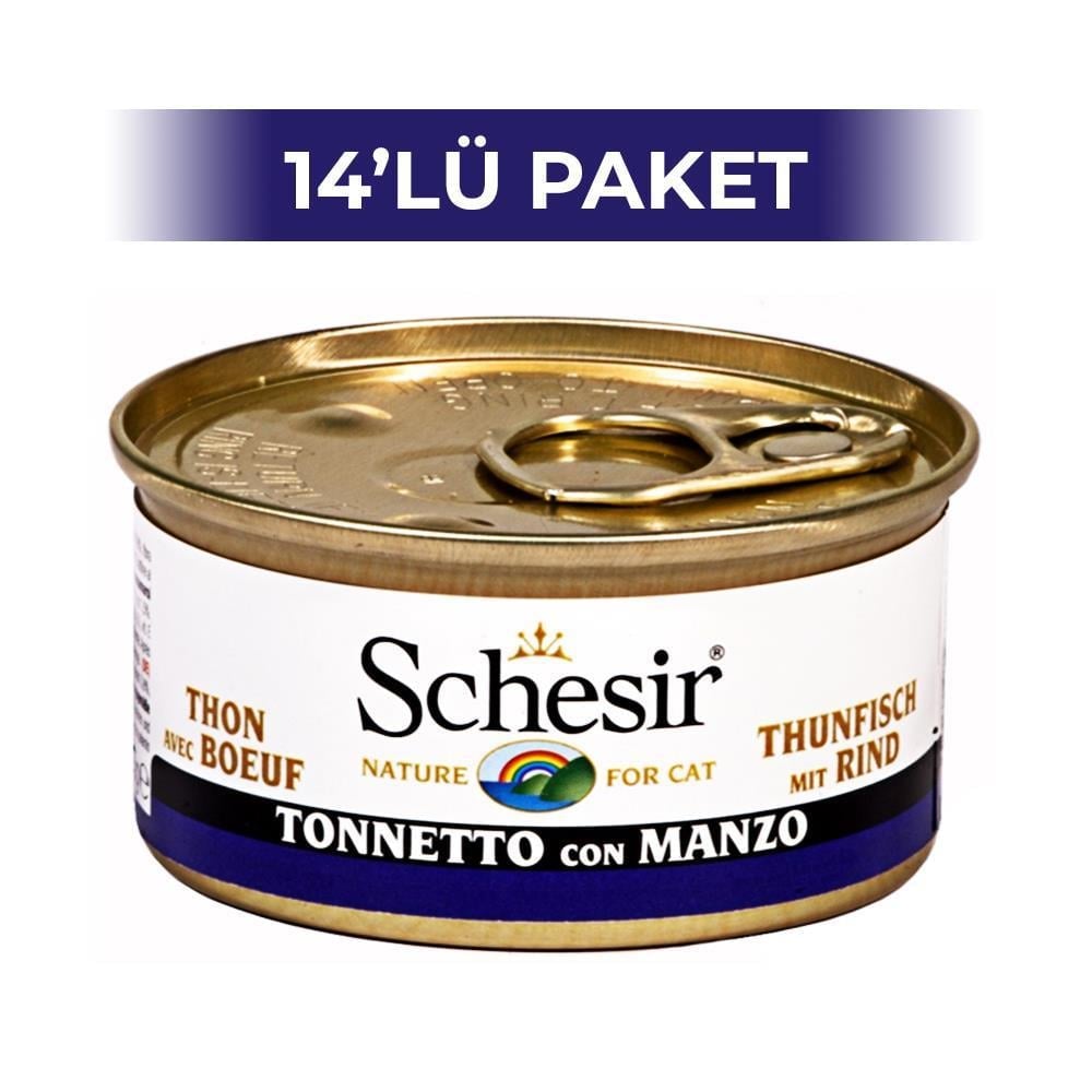 Schesir Ton Balıklı ve Sığır Etli Kedi Konservesi 85 gr 14 AdetSchesir