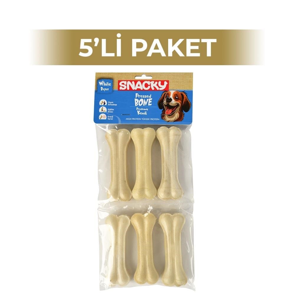 Snacky Beyaz Köpek Çiğneme Kemiği 10 cm 6'lı 5 PaketSnacky