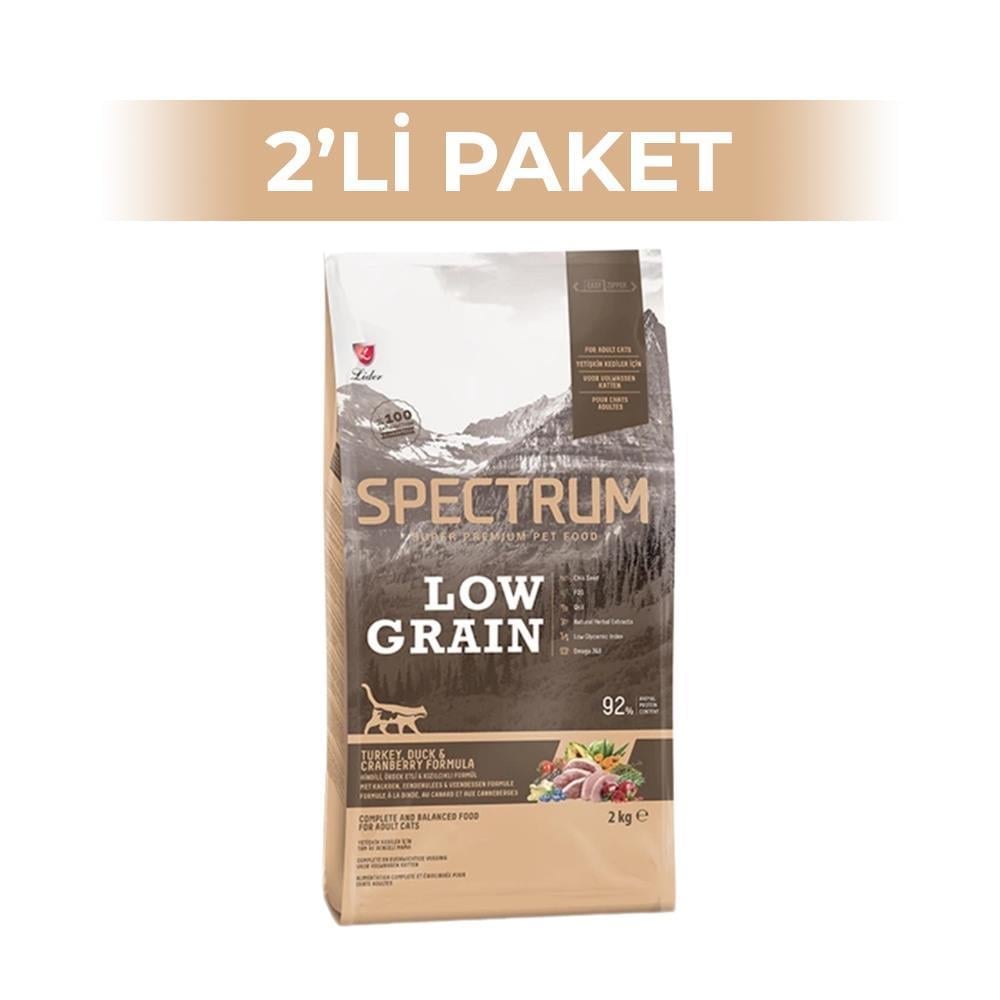 Spectrum Düşük Tahıllı Hindili Ördekli ve Kızılcıklı Yetişkin Kedi Maması 2 kg 2 AdetSpectrum