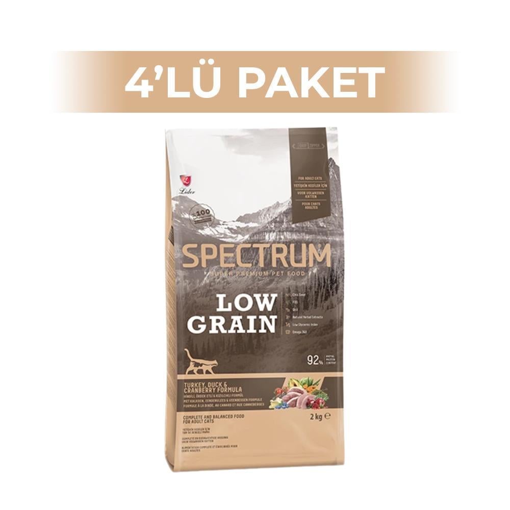 Spectrum Düşük Tahıllı Hindili Ördekli ve Kızılcıklı Yetişkin Kedi Maması 2 kg 4 AdetSpectrum