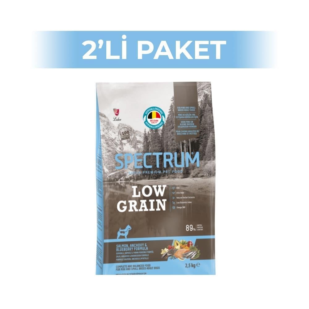 Spectrum Düşük Tahıllı Somon ve Hamsili Mini Irk Yetişkin Köpek Maması 2,5 kg 2 AdetSpectrum