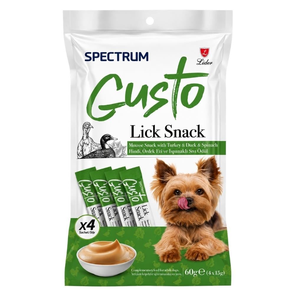 Spectrum Gusto Hindi, Ördek Etli ve Ispanaklı Köpek Sıvı Ödül Maması 4x15 grSpectrum
