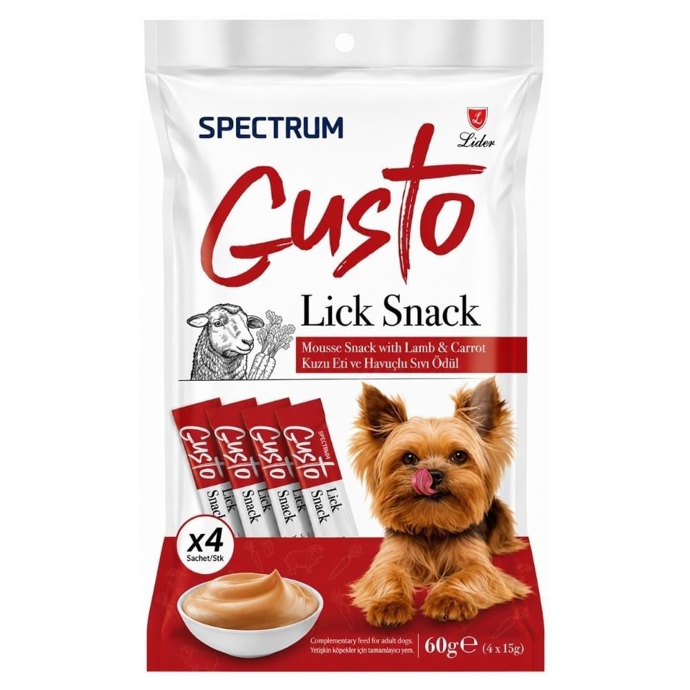 Spectrum Gusto Kuzu Etli ve Havuçlu Sıvı Yetişkin Köpek Ödül Maması 4x15 grSpectrum