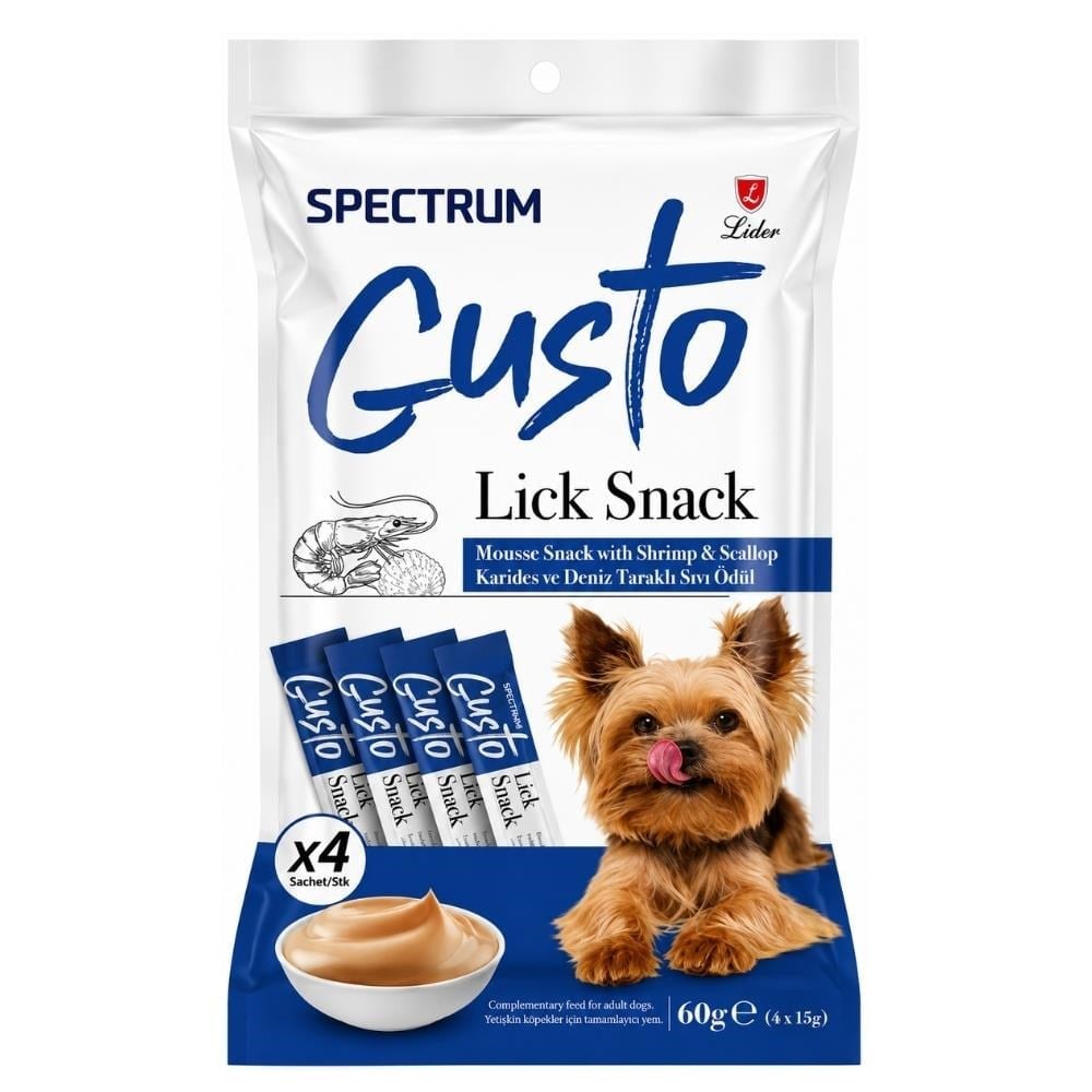 Spectrum Gusto Lick Snack Karidesli ve Deniz Taraklı Krema Köpek Ödül Maması 15 gr 4'lüSpectrum