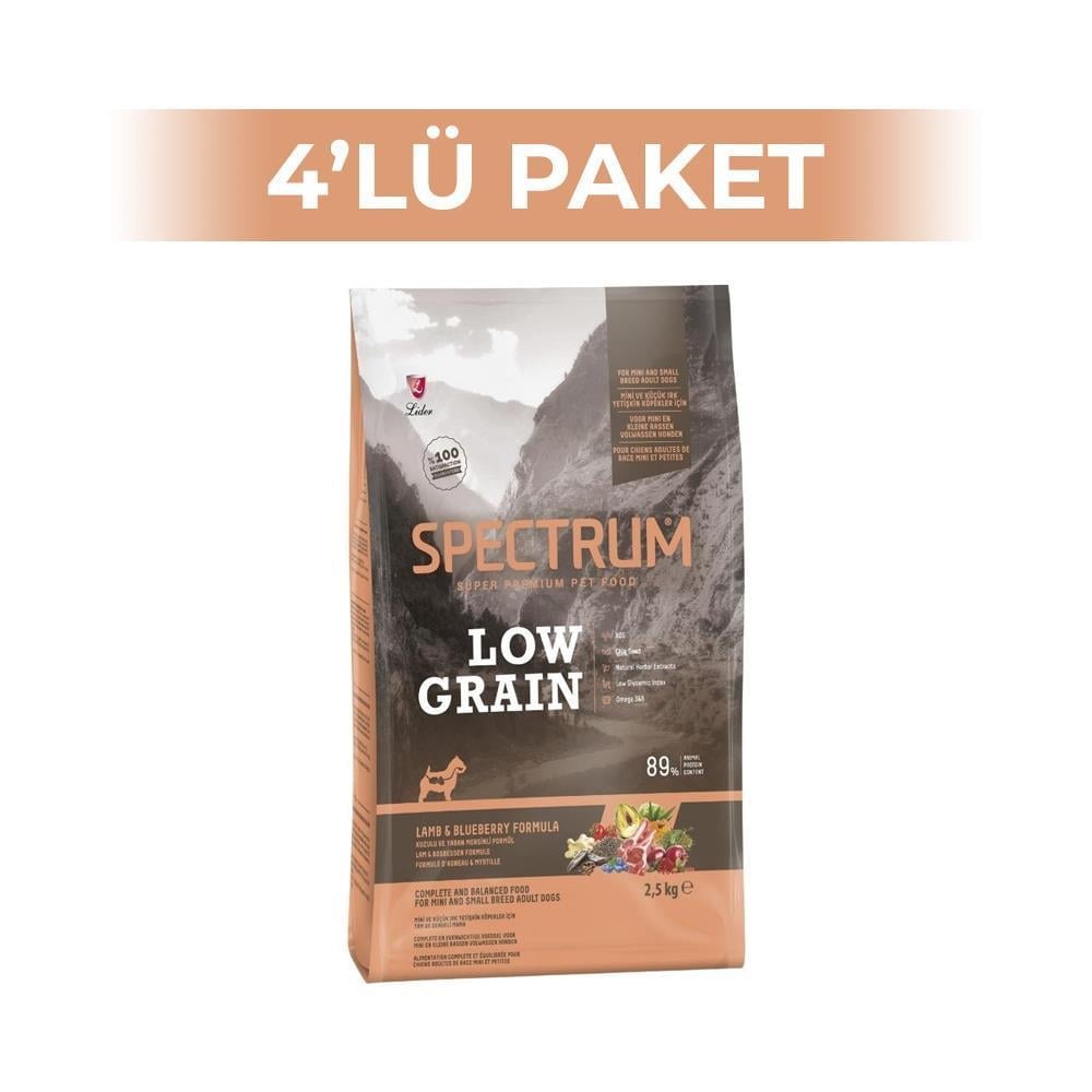 Spectrum Kuzu Etli ve Yaban Mersinli Mini ve Küçük Irk Yetişkin Köpek Maması 2,5 kg 4 AdetSpectrum