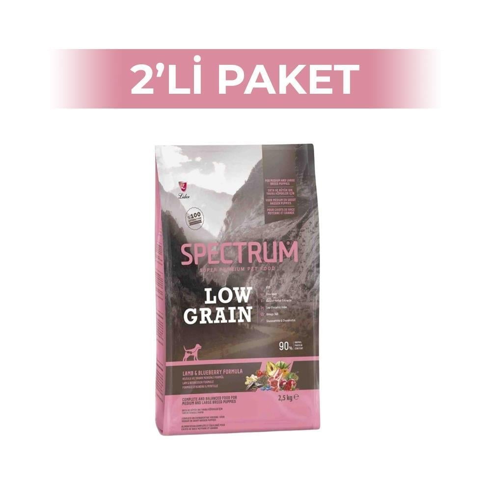 Spectrum Kuzu Etli ve Yaban Mersinli Orta ve Büyük Irk Düşük Tahıllı Yavru Köpek Maması 2,5 kg 2 AdetSpectrum