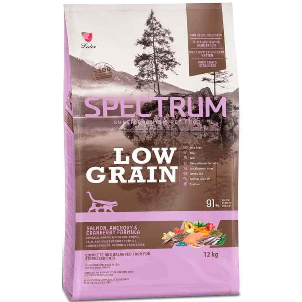 Spectrum Low Grain Somonlu Hamsili Kızılcıklı Kısırlaştırılmış Kedi Maması 12 kgSpectrum