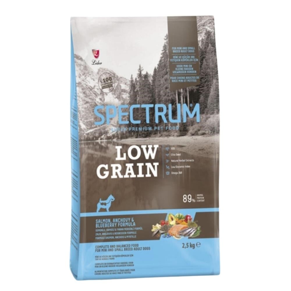 Spectrum Somon Hamsili ve Yaban Mersinli Mini ve Küçük Irk Düşük Tahıllı Yetişkin Köpek Maması 2,5 kgSpectrum