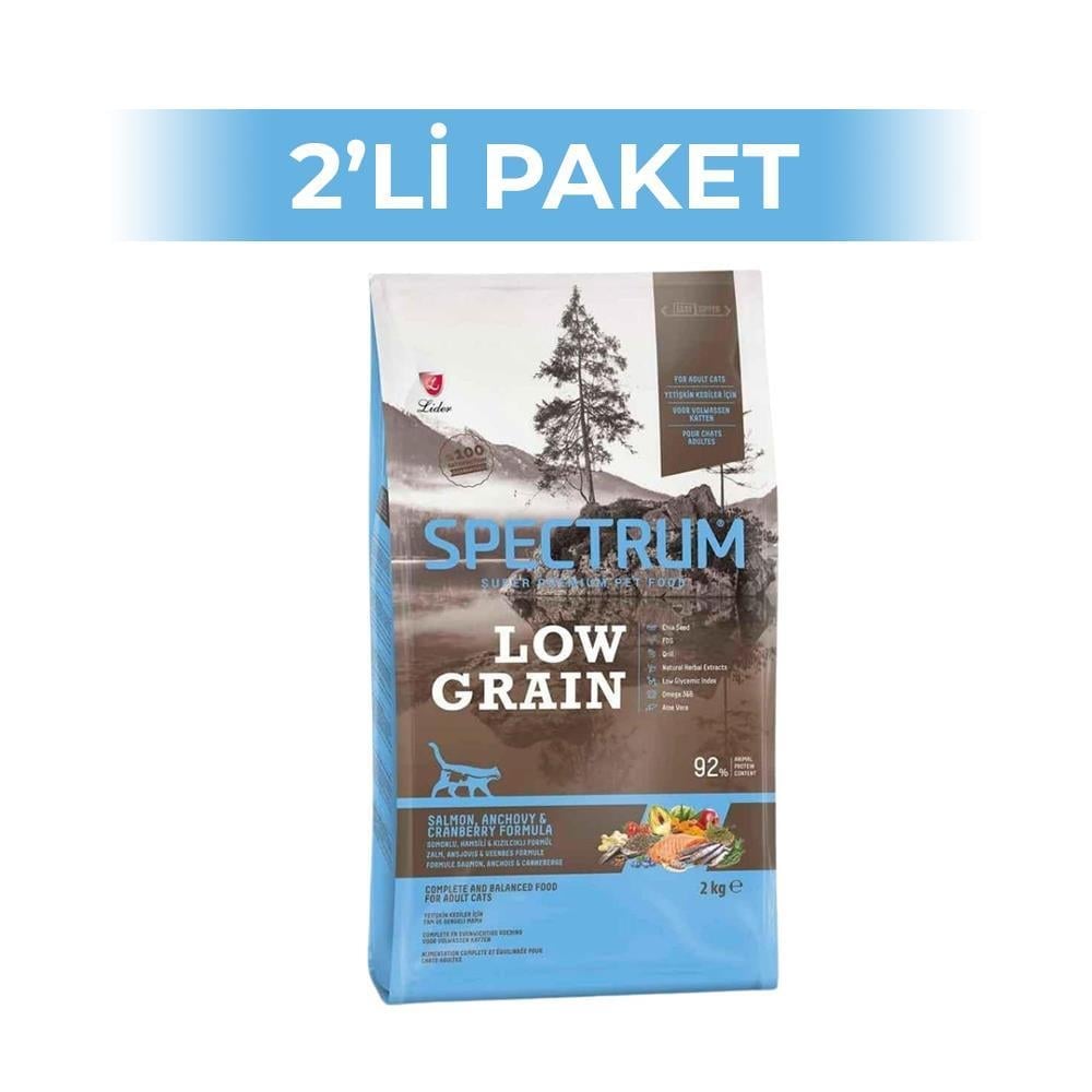 Spectrum Somonlu Hamsili ve Kızılcıklı Düşük Tahıllı Yetişkin Kedi Maması 2 kg 2 AdetSpectrum