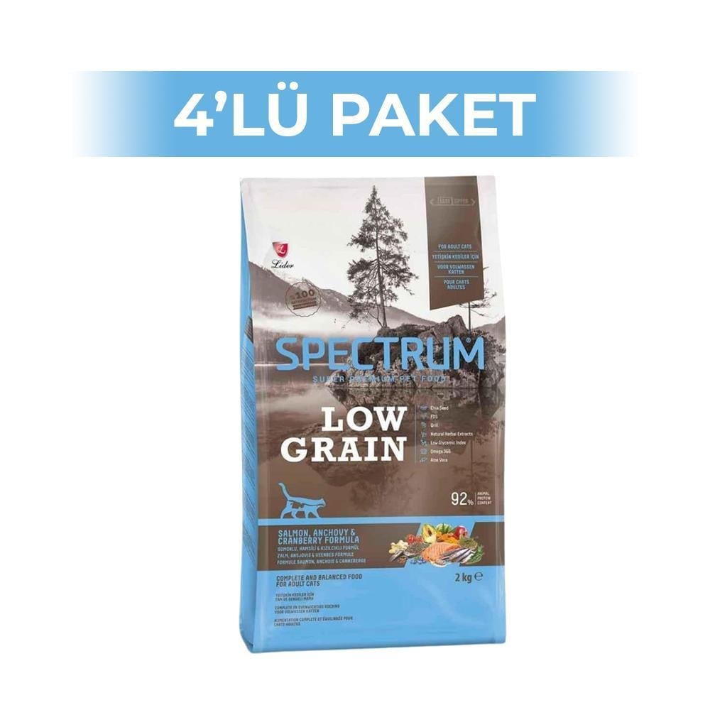 Spectrum Somonlu Hamsili ve Kızılcıklı Düşük Tahıllı Yetişkin Kedi Maması 2 kg 4 AdetSpectrum