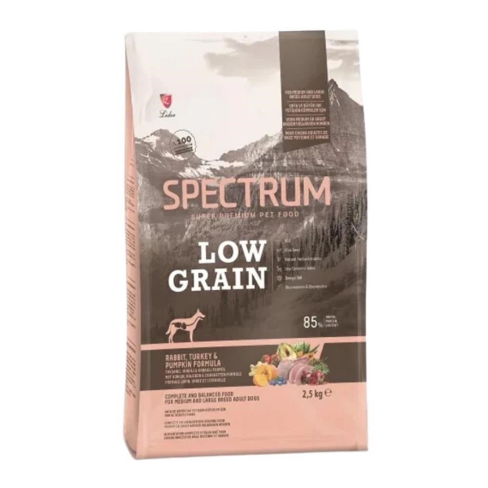 Spectrum Tavşanlı Hindili ve Bal Kabaklı Orta ve Büyük Irk Düşük Tahıllı Yetişkin Köpek Maması 2,5 kgSpectrum