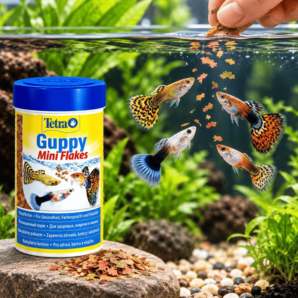 Tetra Guppy Mini Flakes Lepistes ve Canlı Doğuran Balık Yemi 100 ml 30 grTetra