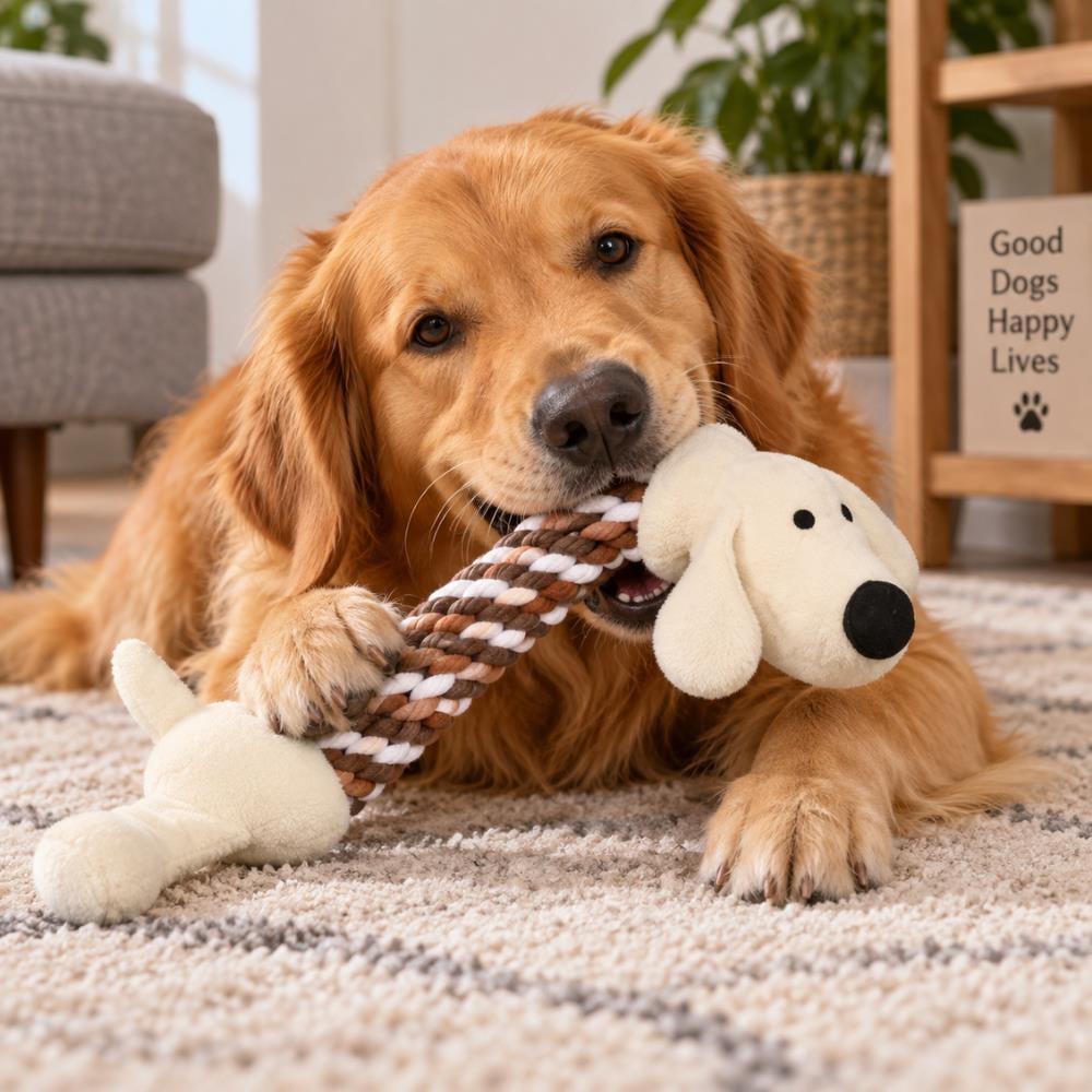 Trixie Halatlı Sesli Peluş Köpek Oyuncağı 32 cmTrixie