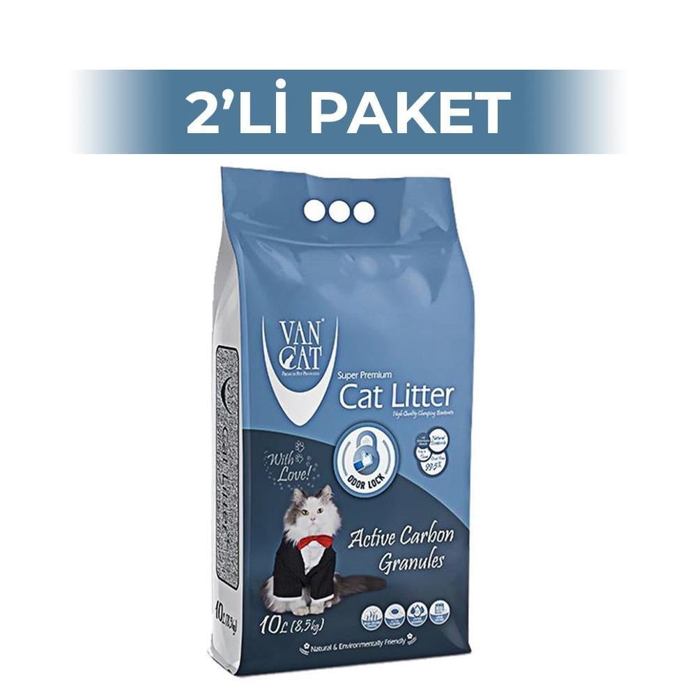 Vancat Aktif Karbon Granüllü İnce Taneli Kedi Kumu 10 kg 2 AdetVanCat
