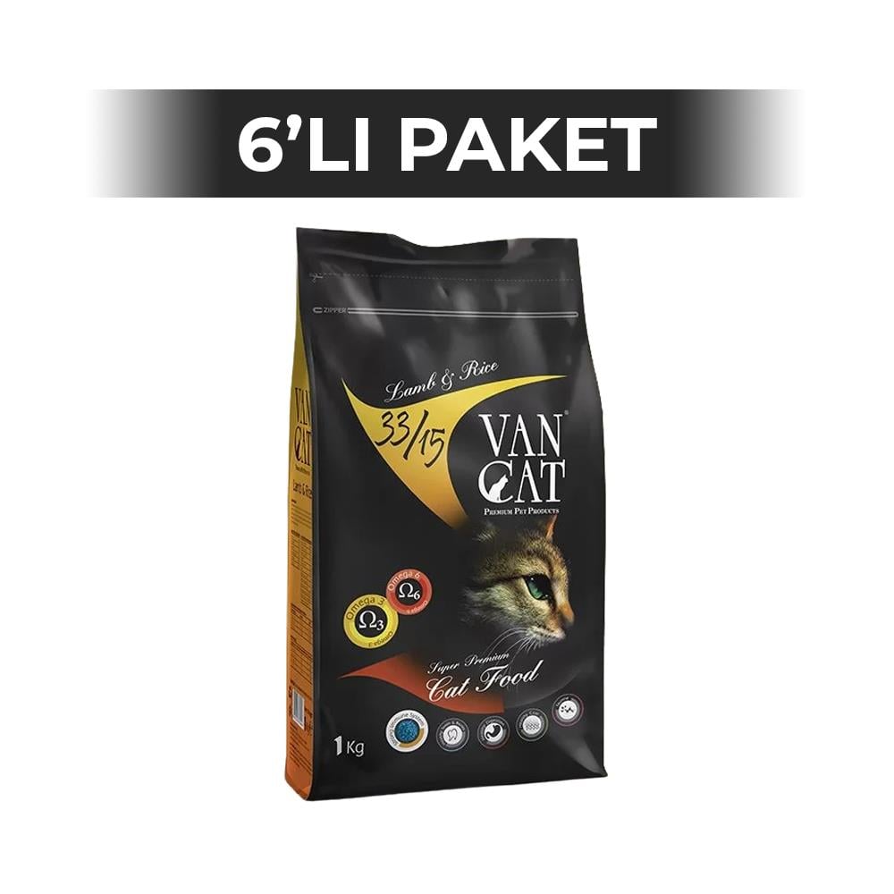 VanCat Kuzu Etli Yetişkin Kuru Kedi Maması 1 kg 6 AdetVanCat