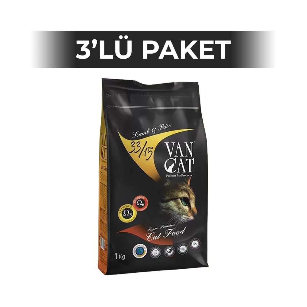 VanCat Kuzu Etli Yetişkin Kuru Kedi Maması 1 kg 3 AdetVanCat