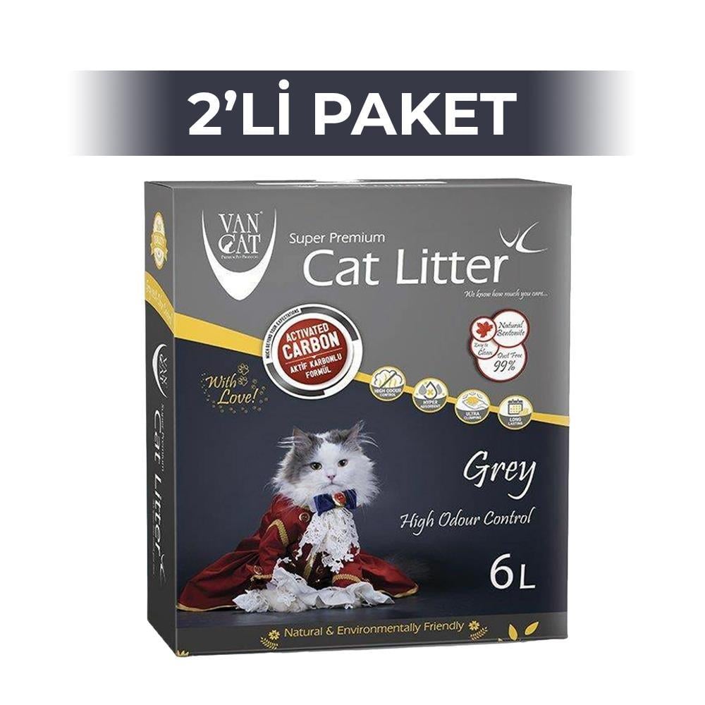 Vancat Premium Active Karbonlu Kokusuz Kedi Kumu 6 lt 2 AdetVanCat
