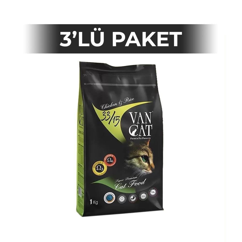 VanCat Tavuklu ve Pirinçli Yetişkin Kuru Kedi Maması 1 kg 3 AdetVanCat