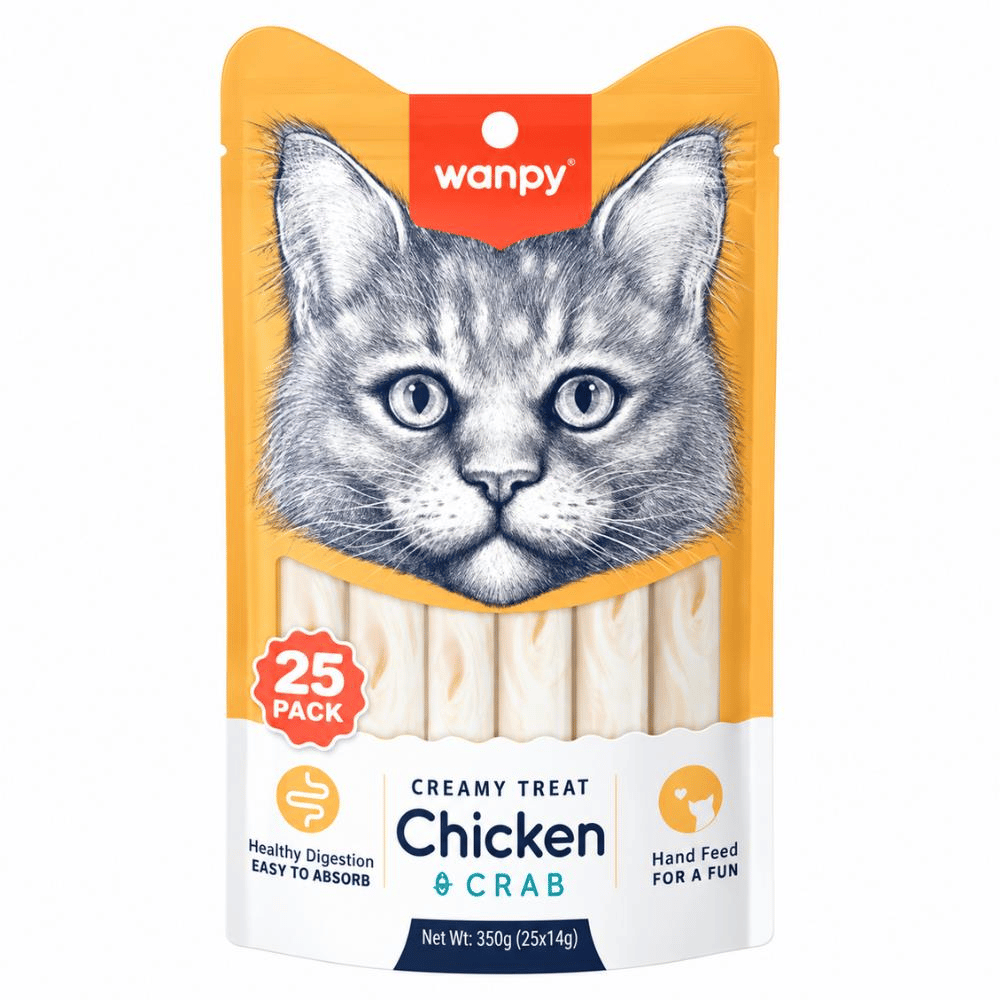 Wanpy Tavuklu ve Yengeçli Kedi Krema Ödül Maması 25x14 grWanpy